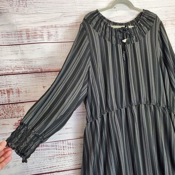 Terra & Sky Black Stripe Peasant Cottagecore Maxi Dress 4X Ruffle Farm Country - Picture 8 of 16